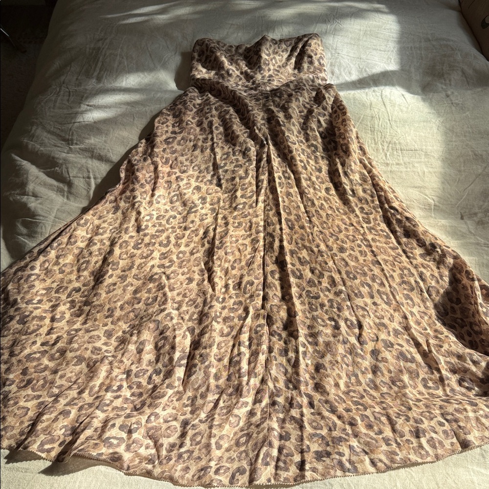 Zimmermann Women's Melody Strapless Maxi Dress In Leopard Size 1 π 100% linen π - Picture 3 of 11
